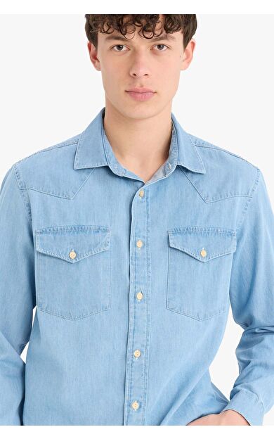 DeFacto Regular Fit Jean Uzun Kollu Gömlek E5716AX25SPNM39