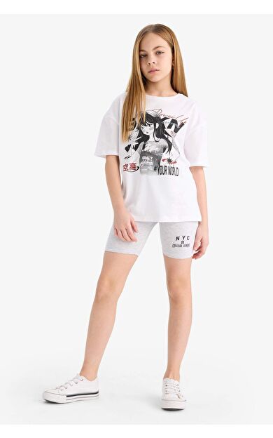 DeFacto Kız Çocuk Baskılı Biker Tayt