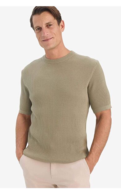 DeFacto %100 Pamuk Standart Fit Bisiklet Yaka Kısa Kollu Triko Tişört