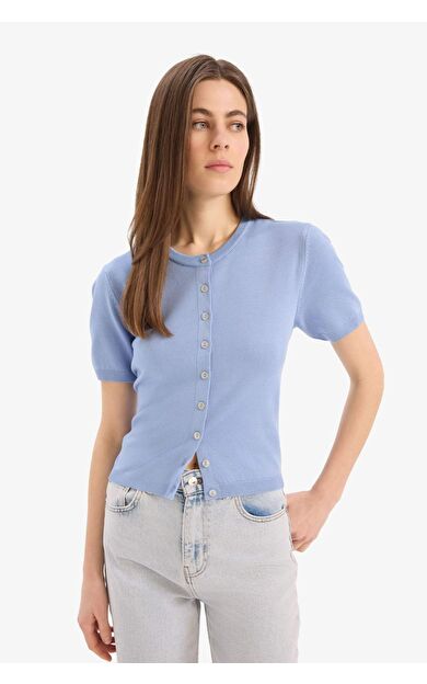 DeFacto Regular Fit Bisiklet Yaka Basic Düz Triko Hırka E5770AX25SMBE745