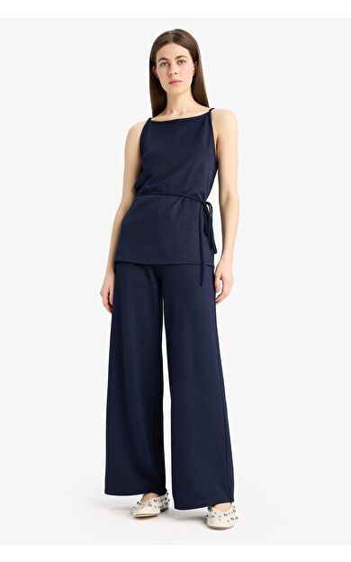 DeFacto Wide Leg Basic Düz Pike Geniş Paça Pantolon