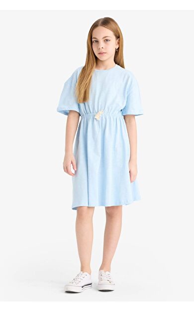 Kız Çocuk Oversize Geniş Kalıp Kısa Kollu Elbise