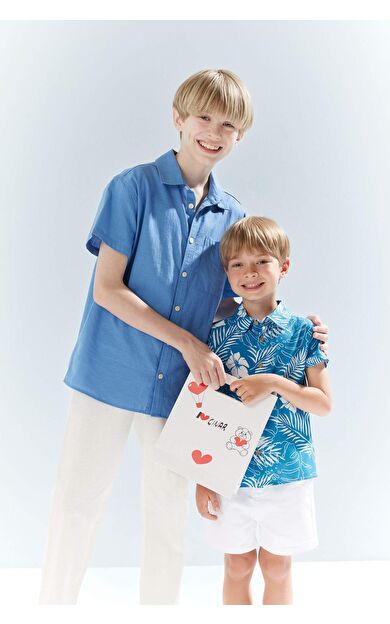 DeFacto Erkek Çocuk Oversize Geniş Kalıp Polo Yaka Kısa Kollu Gömlek E5832A825HSBE422