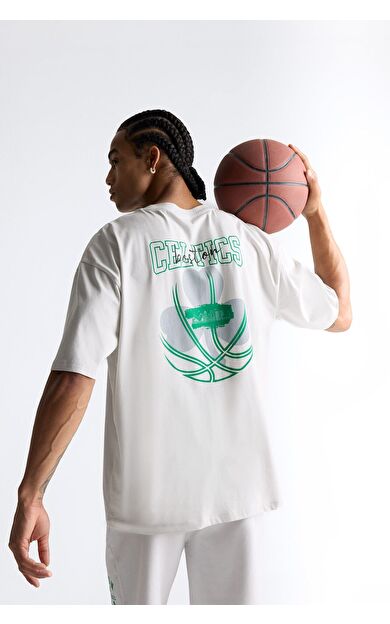 DeFacto DeFactoFit NBA Boston Celtics Oversize Geniş Kalıp Bisiklet Yaka Sırt Baskılı Kısa Kollu Tişört E5868AX25AUGR519