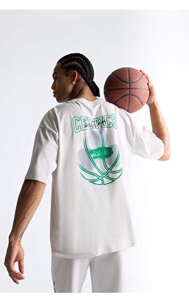DeFacto DeFactoFit NBA Boston Celtics Oversize Geniş Kalıp Bisiklet Yaka Sırt Baskılı Kısa Kollu Tişört E5868AX25AUGR519