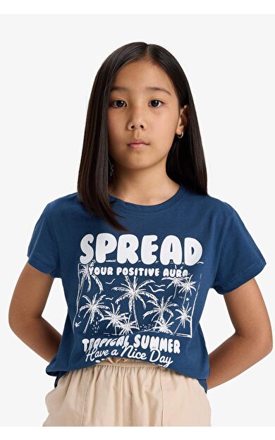 DeFacto Kız Çocuk Regular Fit Baskılı Kısa Kollu Tişört