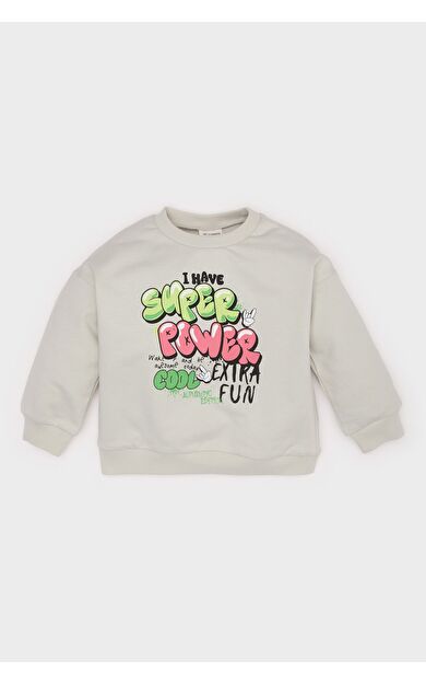 DeFacto Erkek Bebek Bisiklet Yaka Slogan Baskılı Sweatshirt