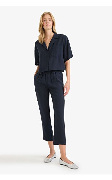 DeFacto Straight Fit Çift Cepli Yüksek Bel Düz Paça Modal Pantolon E5962AX25SPNV100