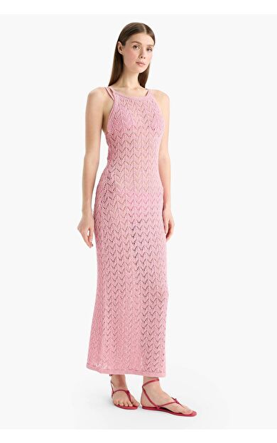 DeFacto Yuvarlak Yaka Askılı Triko Plaj Elbisesi-Fall in Love