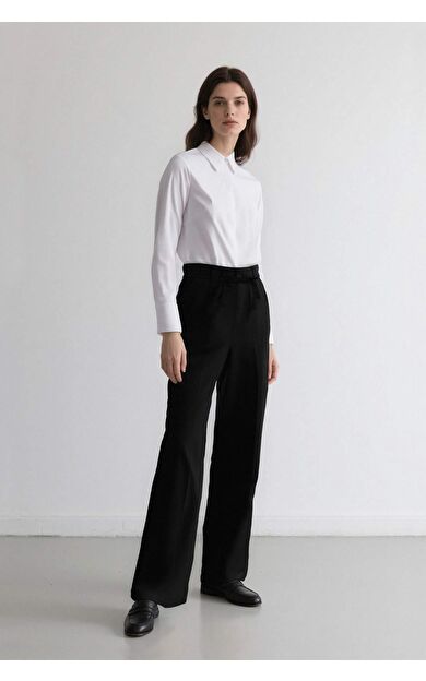 Afra x Defacto Wide Leg Kumaş Pantolon Üç Cepli Normal Bel Standart Boy