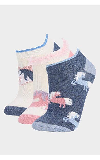 DeFacto Kız Çocuk 3'lü Pamuklu Patik Çorap E6066A8NSKR1