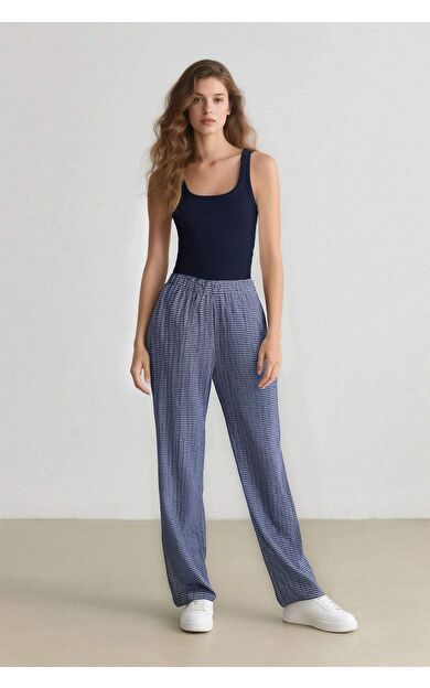 Coool Wide Leg Desenli Normal Bel Geniş Paça Pantolon E6121AX25SPNV241