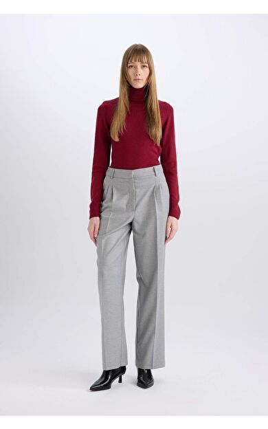 DeFacto Wide Leg Yüksek Bel Geniş Düz Paça Pensli Flanel Pantolon E6127AX24WNGR210