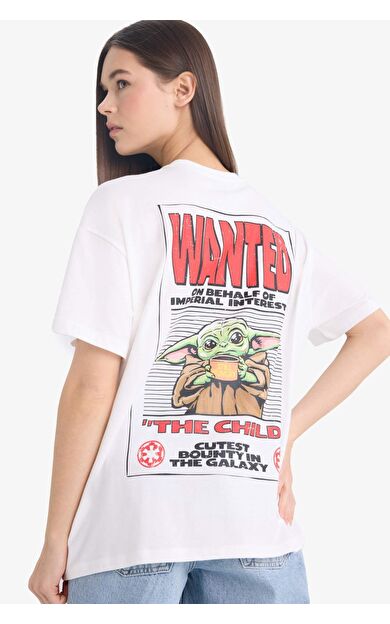 Coool Star Wars-Mandalorian Oversize Geniş Kalıp Bisiklet Yaka Sırt Baskılı Kısa Kollu Tişört