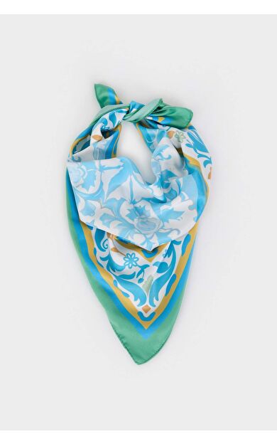 Kadın Desenli Saten Fular