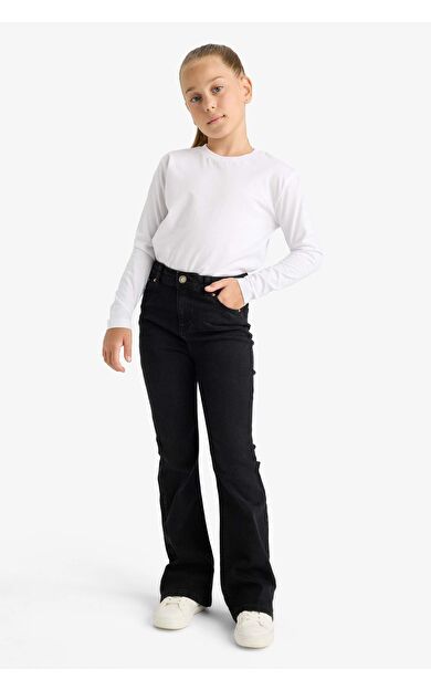 DeFacto Kız Çocuk Flare Fit İspanyol Paça Jean Pantolon E6183A825AUBK27