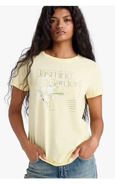 Regular Fit Bisiklet Yaka Baskılı Kısa Kollu Tişört