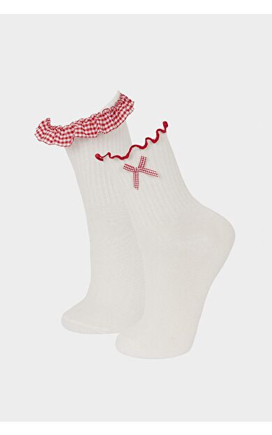 DeFacto Kız Çocuk 2'li Pamuklu Uzun Çorap E6262A8NSWT1
