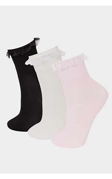 DeFacto Kız Çocuk 3'lü Pamuklu Uzun Çorap E6268A8NSKR1