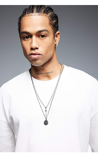 Atolyewolf x Defacto Erkek Kılıç Kalkan Figürlü Zincir 2'li Kolye