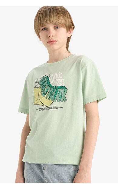 DeFacto Erkek Çocuk Regular Fit Bisiklet Yaka Baskılı Kısa Kollu Tişört E6310A825HSGN1180