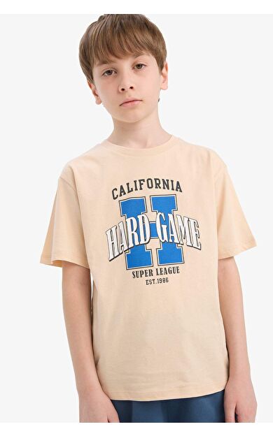 DeFacto Erkek Çocuk Regular Fit Bisiklet Yaka Baskılı Kısa Kollu Tişört E6311A825HSBG375