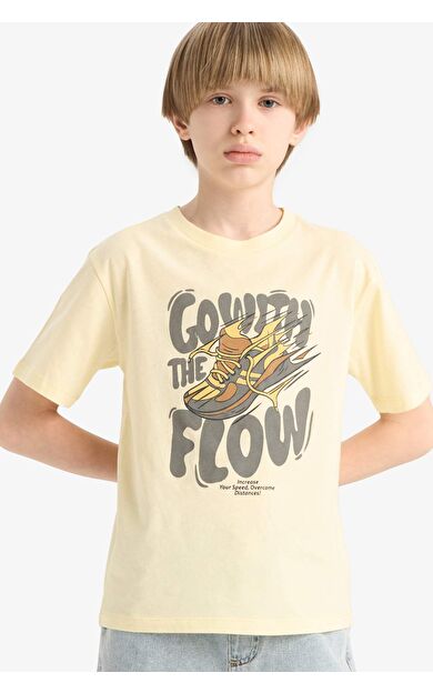 DeFacto Erkek Çocuk Regular Fit Bisiklet Yaka Baskılı Kısa Kollu Tişört E6312A825HSYL487