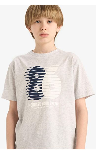 DeFacto Erkek Çocuk Regular Fit Bisiklet Yaka Baskılı Kısa Kollu Tişört E6313A825HSGR400