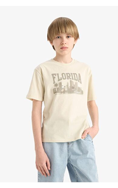 DeFacto Erkek Çocuk Bisiklet Yaka Baskılı Kısa Kollu Tişört E6320A825HSGN1240