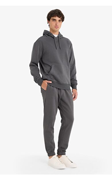 DeFacto Regular Fit Beli Bağcıklı Cepli Paçası Lastikli Şardonlu Jogger Eşofman Altı