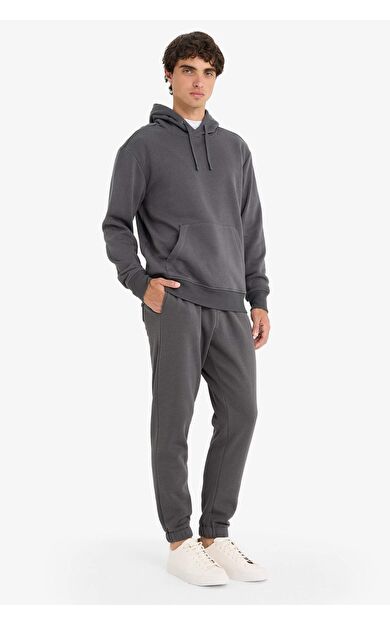 DeFacto Regular Fit Beli Bağcıklı Cepli Paçası Lastikli Şardonlu Jogger Eşofman Altı