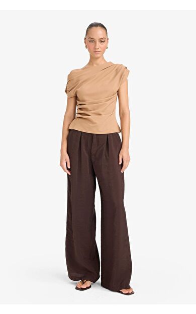 Carrot Fit  Çift Cepli Yüksek Bel Geniş Paça Modal Pantolon E6331AX25AUBN340