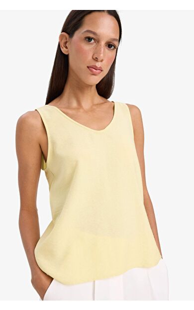 Regular Fit V Yaka Kolsuz Bluz