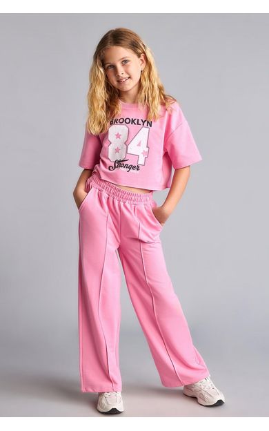 DeFacto Sweatshirt Kumaşı 2'li Takım Kız Çocuk Pembe E6413A826AUPN82