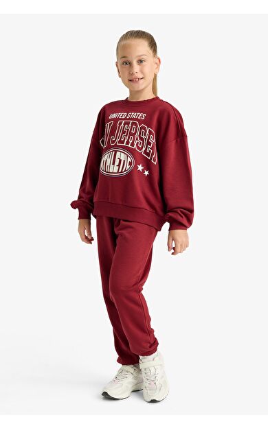 DeFacto Kız Çocuk 2'li Takım Baskılı Sweatshirt Eşofman Altı E6416A825AUBR281