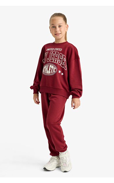 DeFacto Kız Çocuk 2'li Takım Baskılı Sweatshirt Eşofman Altı E6416A825AUBR281