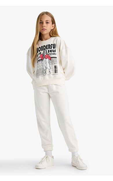 DeFacto Kız Çocuk 2'li Takım Baskılı Sweatshirt Eşofman Altı E6416A825AUER105