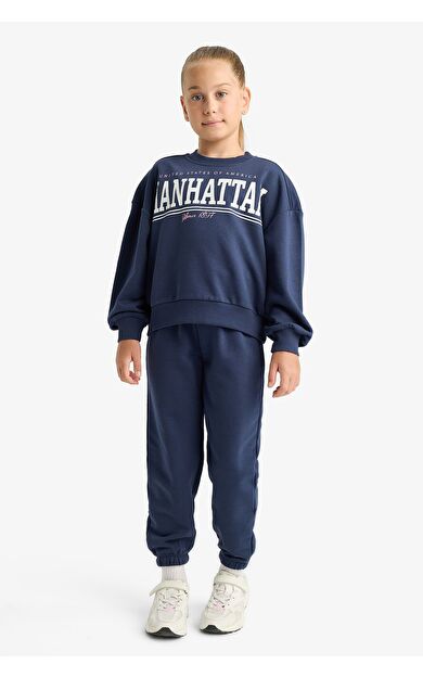 DeFacto Kız Çocuk 2'li Takım Baskılı Sweatshirt Eşofman Altı