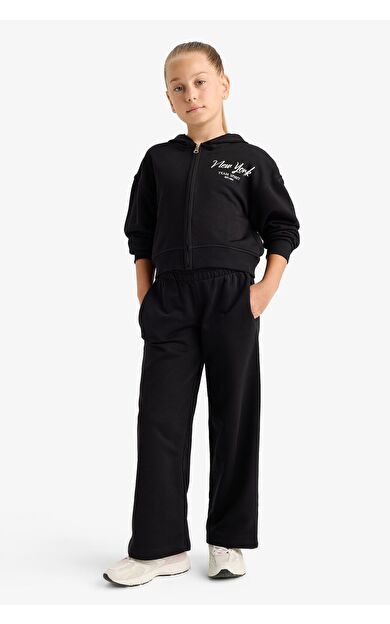 DeFacto Kız Çocuk 2'li Takım Baskılı Kapüşonlu Sweatshirt Eşofman Altı
