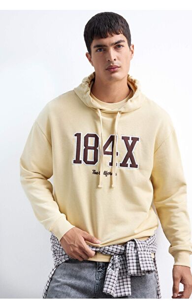 DeFacto Boxy Fit Kapüşonlu Baskılı Sweatshirt E6434AX25AUBG361