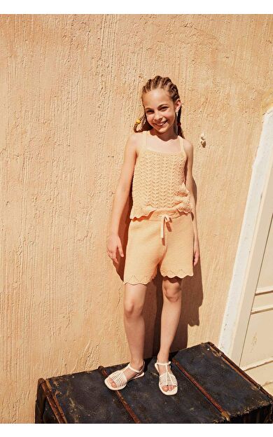 DeFacto Kız Çocuk Beli Lastikli Triko Şort