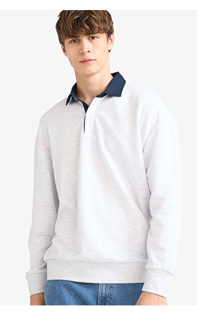 DeFacto Boxy Fit Polo Yaka Sweatshirt E6523AX25AUGR131