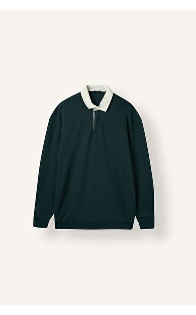 DeFacto Boxy Fıt Polo Yaka Sweatshirt