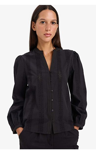 DeFacto Fitted Bisiklet Yaka Brode Uzun Kollu Gömlek E6531AX25AUBK27