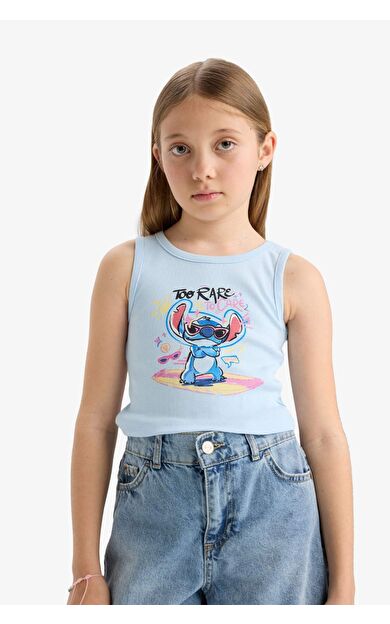 DeFacto Kız Çocuk Disney Lilo & Stitch Bisiklet Yaka Atlet