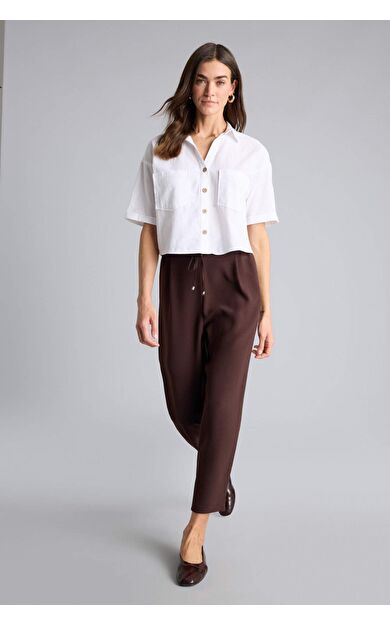 Carrot Fıt Yüksek Bel Düz Paça Krep Pantolon