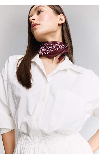 DeFacto Oversize Geniş Kalıp Basic Düz Paraşüt Uzun Kollu Beyaz Gömlek