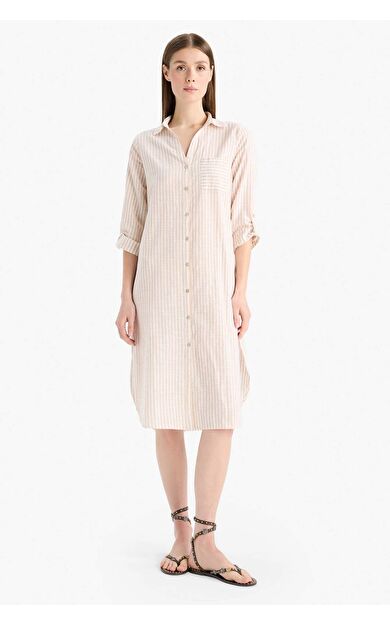 Fall in Love Gömlek Yaka Uzun Kollu Plaj Gömleği