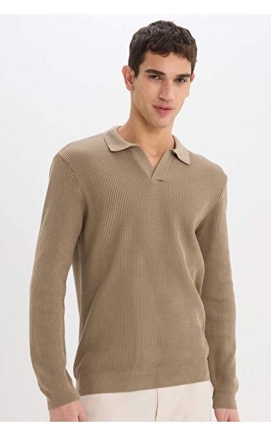 DeFacto Standart Fit Polo Yaka Triko Kazak E6752AX24WNBG684