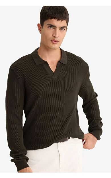 DeFacto Standart Fit Polo Yaka Triko Kazak E6752AX25WNKH444